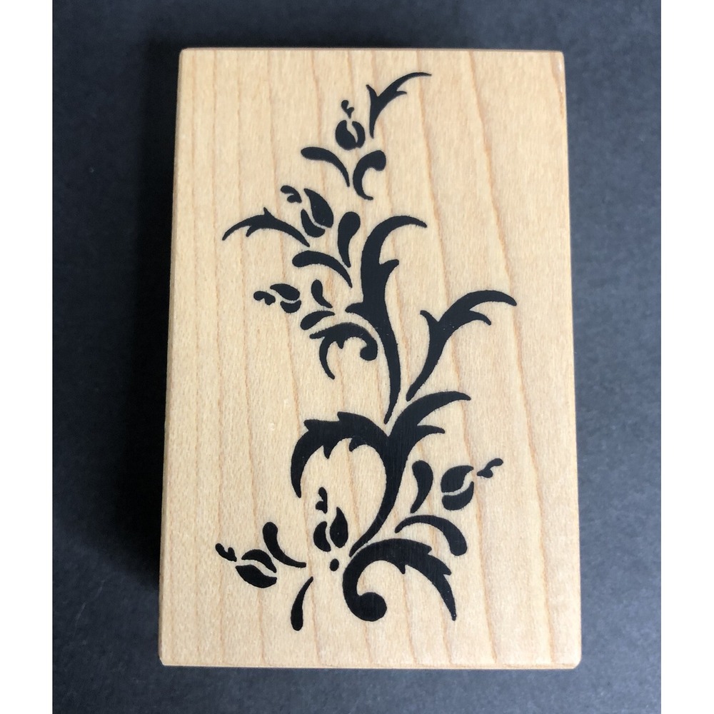 PSX Rubber Stamp Decorative Flourish Flowers F-1812 Wood Mounted